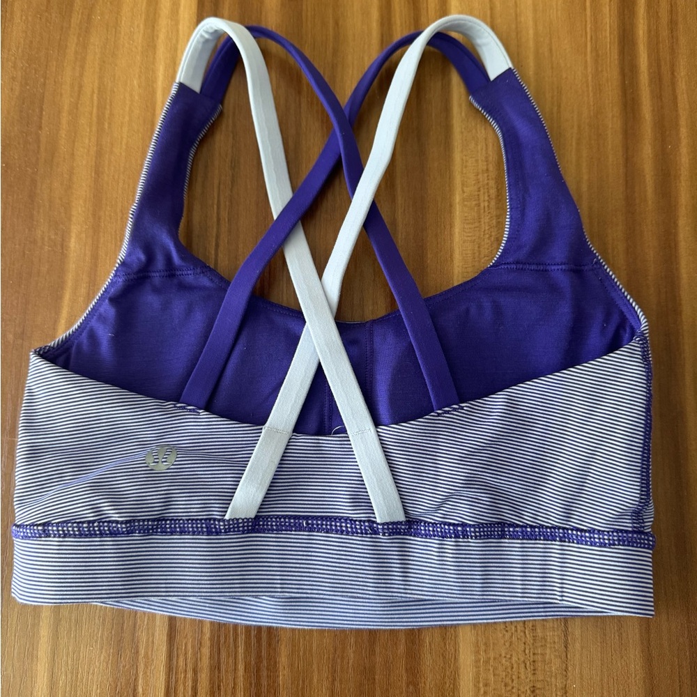 Size 2 purple stripped lululemon criss cross sports bra